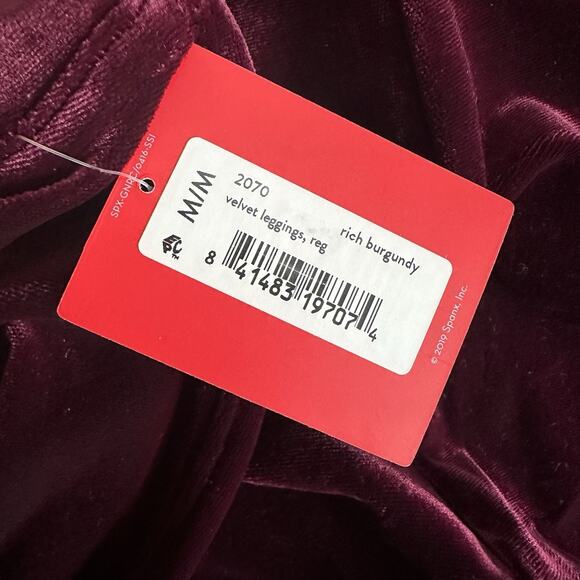 NWT Spanx Velvet Leggings M Burgundy Red Velour Pull On Pants 2070 Christmas - Picture 5 of 5